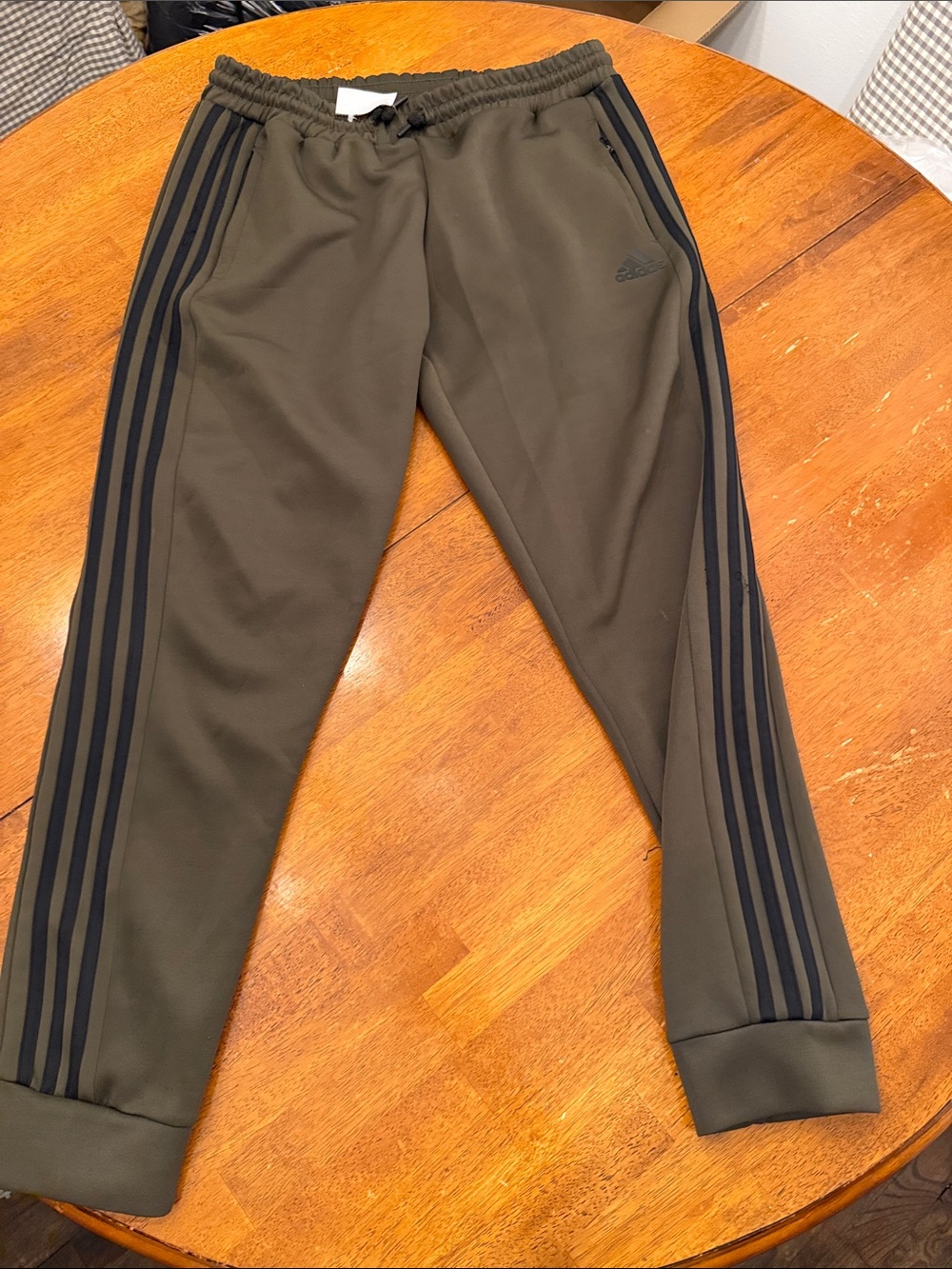 adidas men Olive Joggers with Black Side Stripes xxl